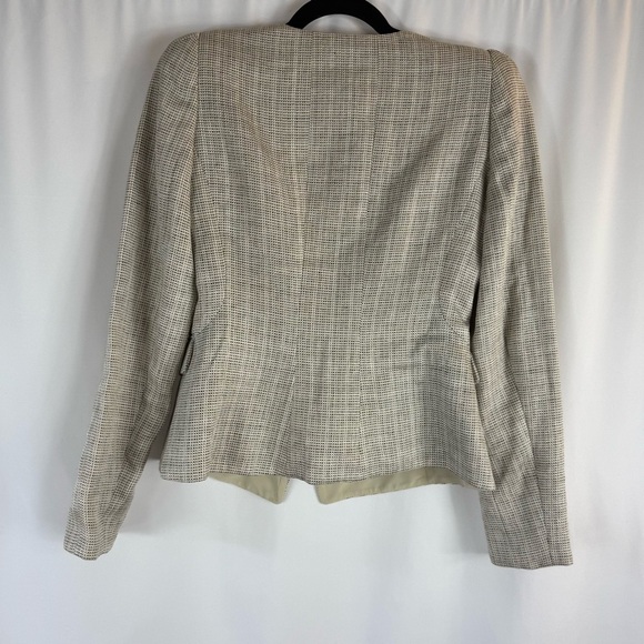 Armani Collezioni Womens 6 Tweed Linen Blend Blazer Cream Black Classic,Career - Picture 11 of 14